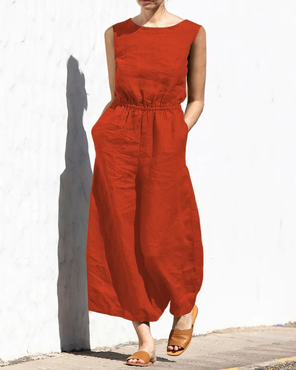 Casual Loose Temperament Solid Color Jumpsuit