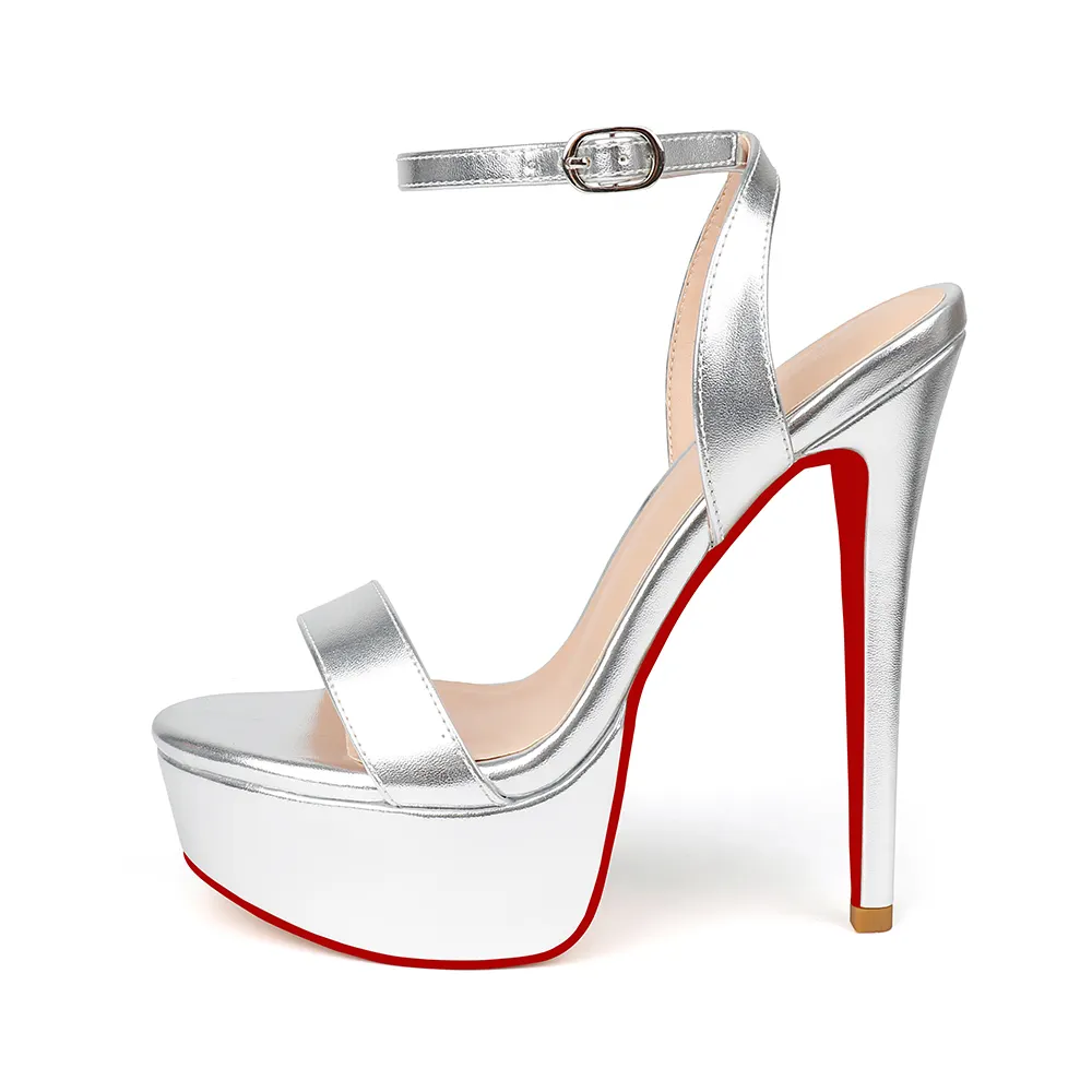 150mm/5.9 Inch Women's Platform Thin Heels Heels Sky High Heel Sandals Red Bottom Party Shoes -vocosishoes