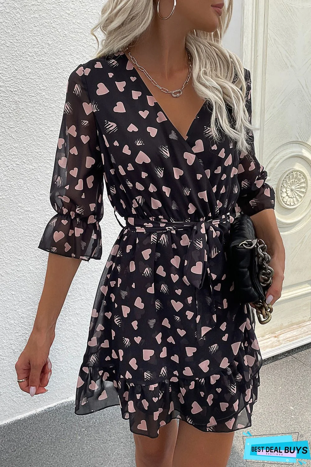 Heart Print Dress Black Dresses