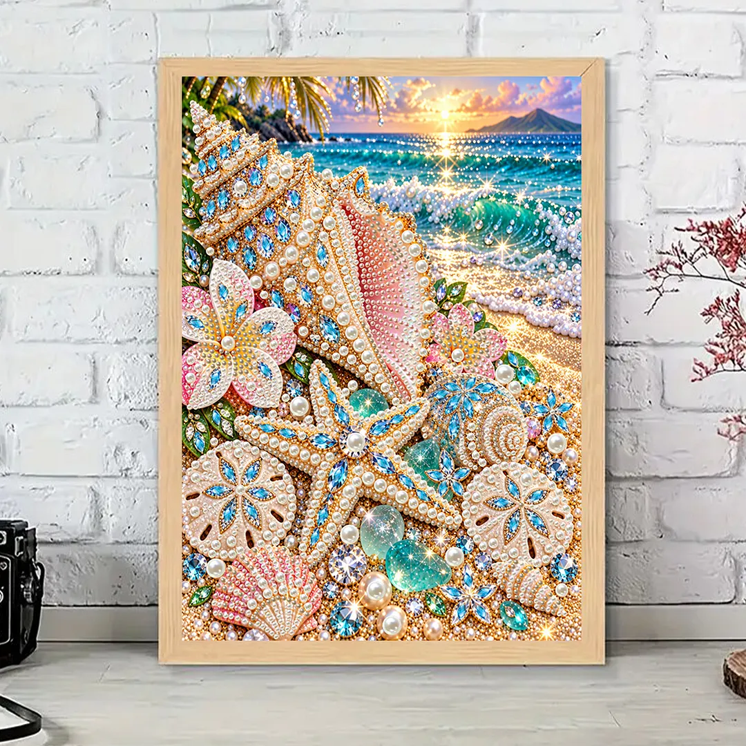 Special Shaped Diamond Painting Kit Ocean Sunset 12x16in