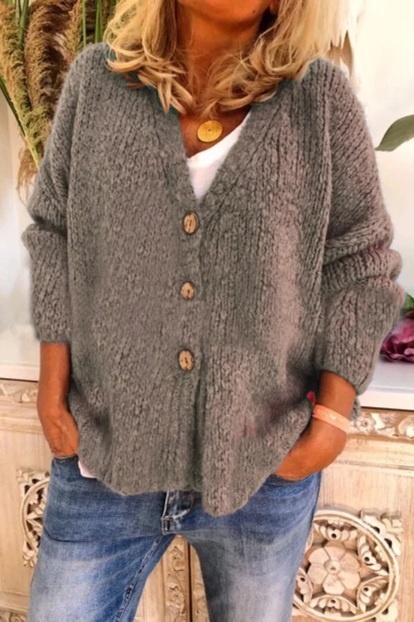 Fashion Solid Color Knitting Cardigan