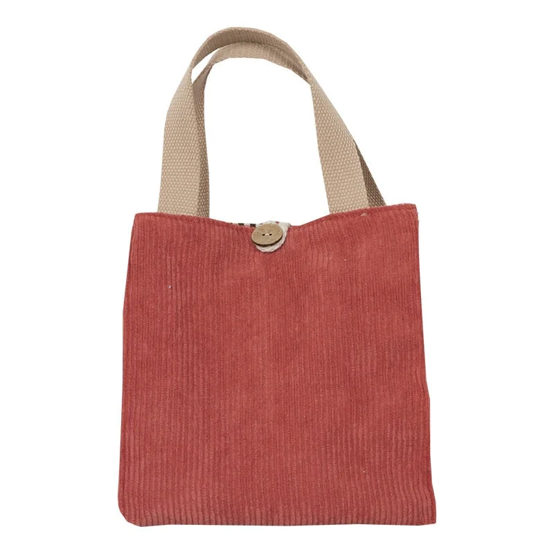 Lunch Bag Corduroy Canvas Lunch Box Drawstring Picnic Tote Eco Cotton Cloth Small Handbag Dinner Container Food Storage Bags Lu