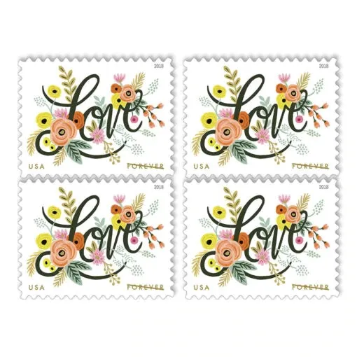 40 Forever Stamps - LOVE FLOURISHES (2 Sheets/Panes) Wedding Invitations