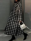 Urban Houndstooth Notched Collar Long Sleeves Coat