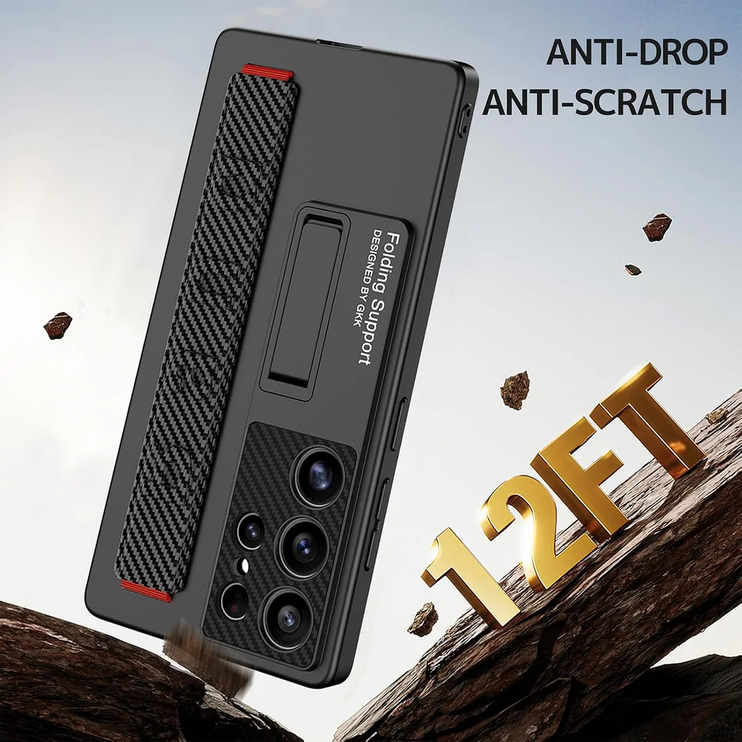 Suitable for S26 Ultra phone case, ultra-thin stand, elastic wrist strap, precision hole, shockproof protective case