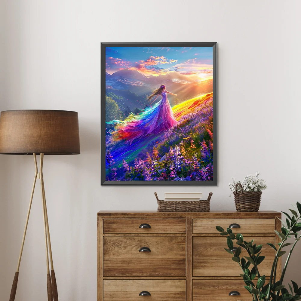 5D DIY Full Round Drill Partial AB Diamond Painting Girl Kit Art Decor 45x55cm