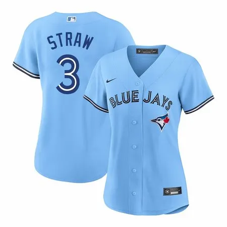 Women's Toronto Blue Jays #3 Myles Straw  Blue Home Replica Jersey