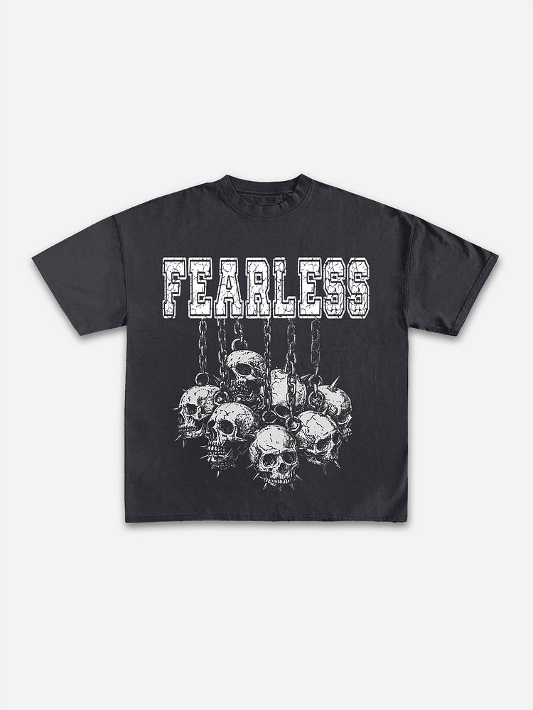 Fearless Skull Print Cotton T-shirt