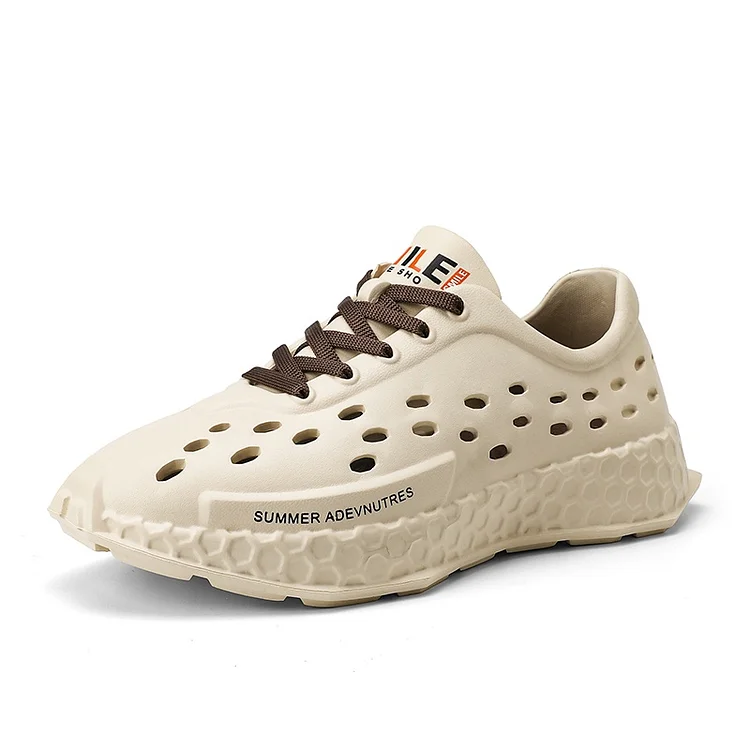 Demandernyc  Summer Outwear Trend Fashion Hole Shoes 2025 New Anti Slip Beach Lacing Thick Sole Hollow Breathable Slippers for Men