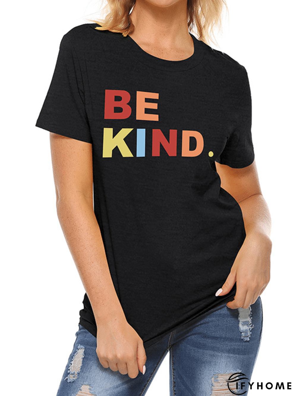 Letter Short Sleeve Casual T-shirt | IFYHOME