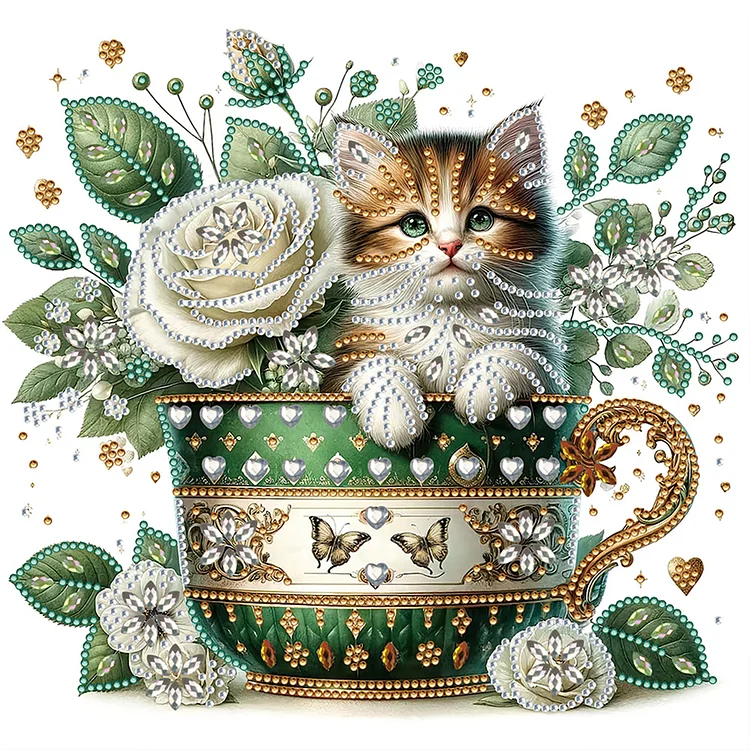 Rose Cat 30*30CM (Canvas) Special Drill Diamond Painting gbfke