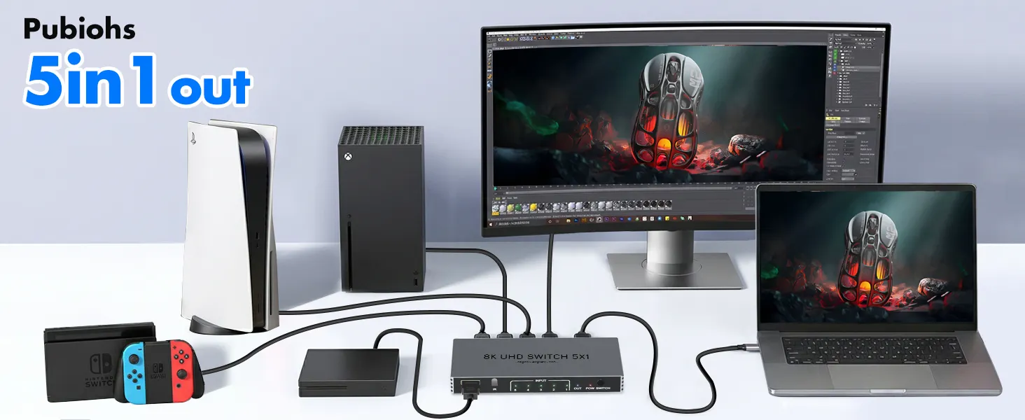 hdmi switcher 5 in 1 out