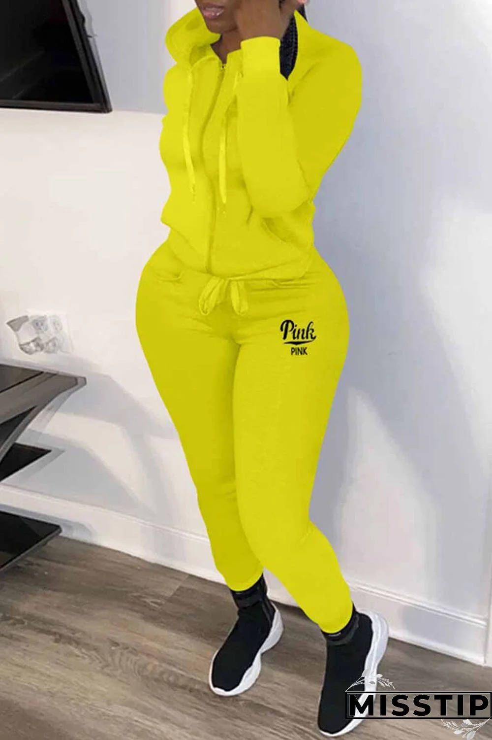 Red Casual Letter Print Patchwork Hooded Collar Long Sleeve Two Pieces