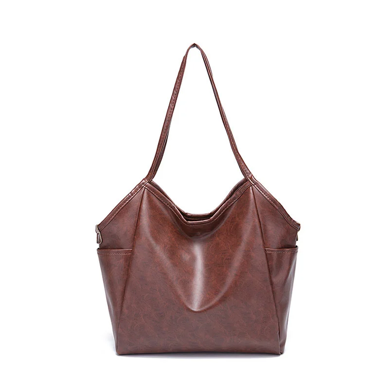 Vintage Oil Wax Large Capacity Shoulder Simple Women's Bag