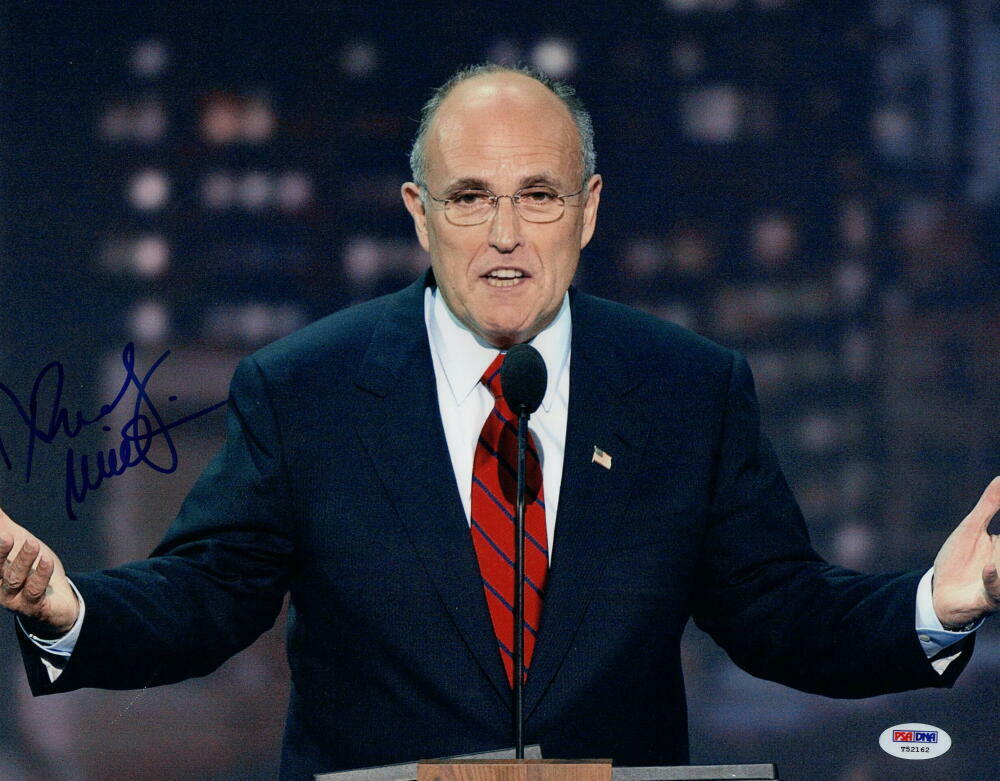 RUDY GIULIANI SIGNED AUTOGRAPH 11X14 Photo Poster painting - DONALD TRUMP LAWYER, NYC MAYOR PSA