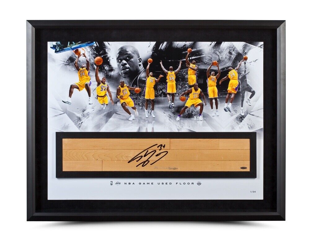 Shaquille O'Neal Autographed 36X24 Framed Photo Poster painting Floor Big Aristotle