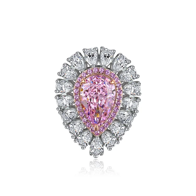 7 carat center stone pear shaped ice flower cut diamond ring