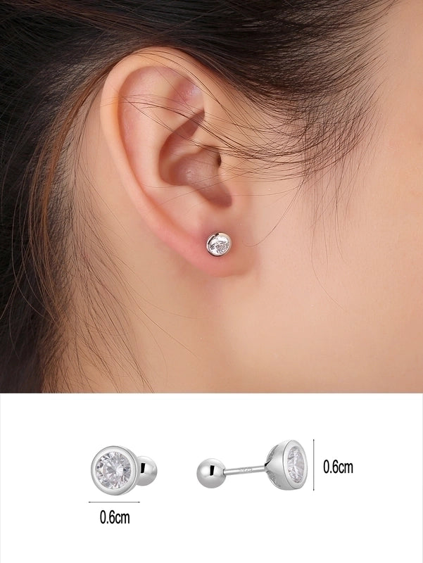 1 Pair 14K Gold Plated 925 Sterling Silver Zircon Star Moon Butterfly Ear Studs