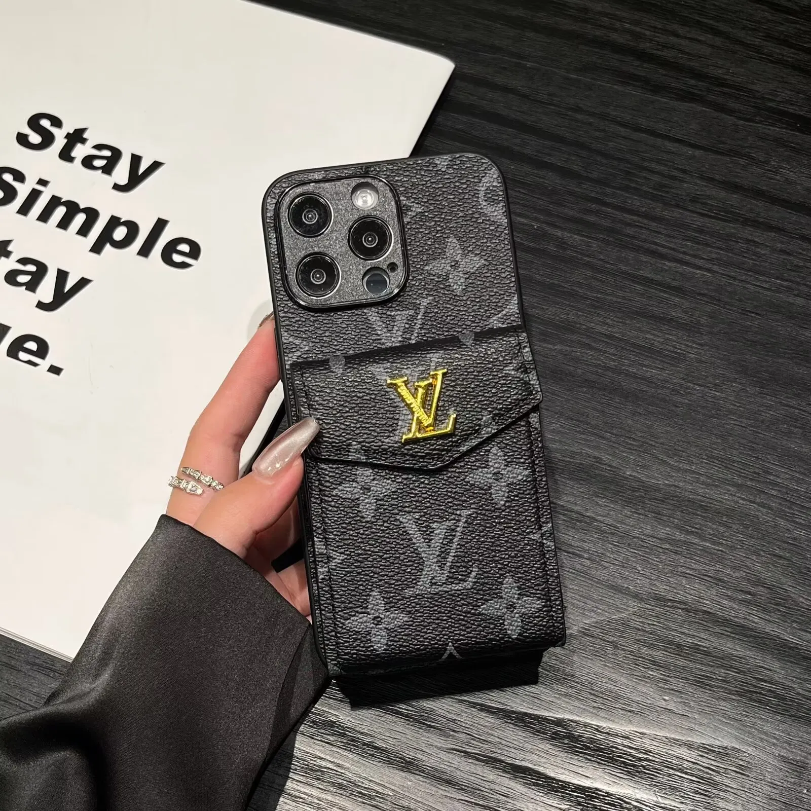 Louis Vuitton Lockme Tender Accordion Card Holder Canvas Leather Apple iPhone Case