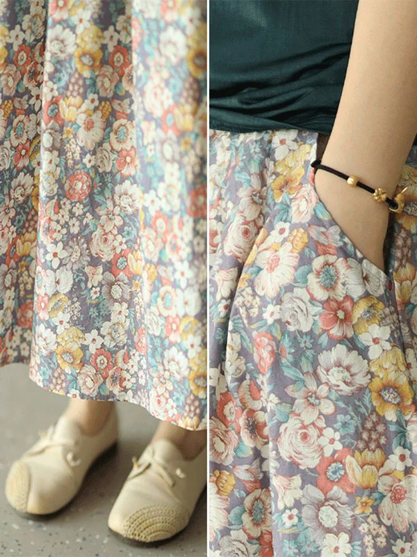 Cotton Maxi A Line Fringe Skirt main image 0