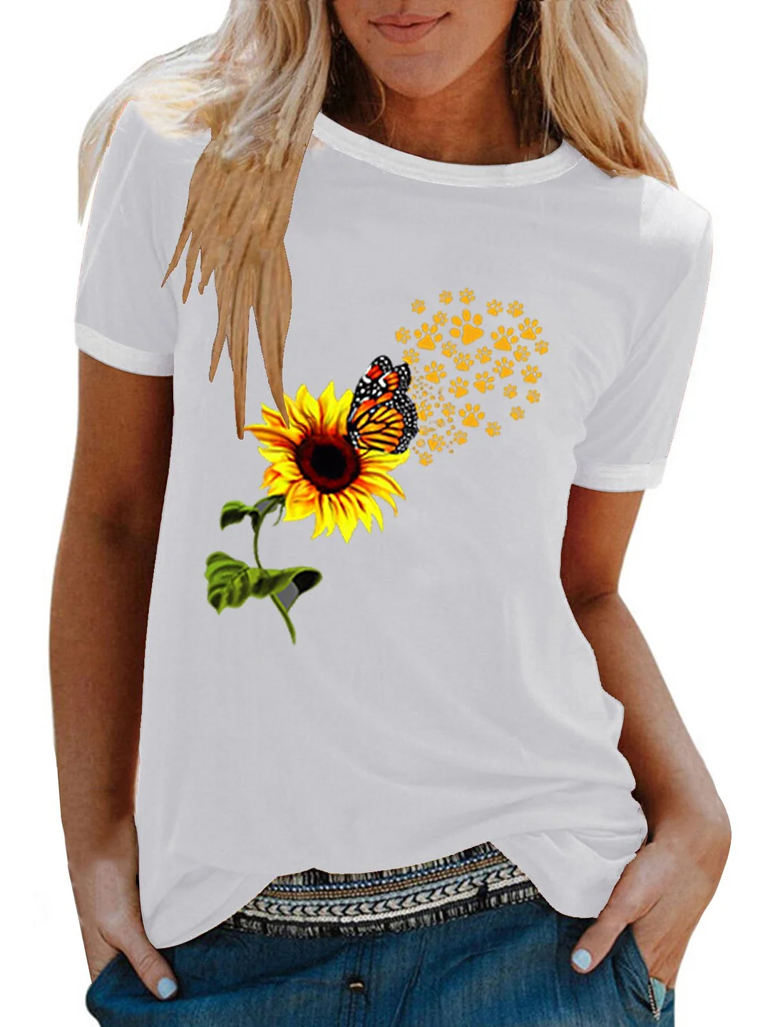 Women Half Sleeve V-neck Solid Color Dress