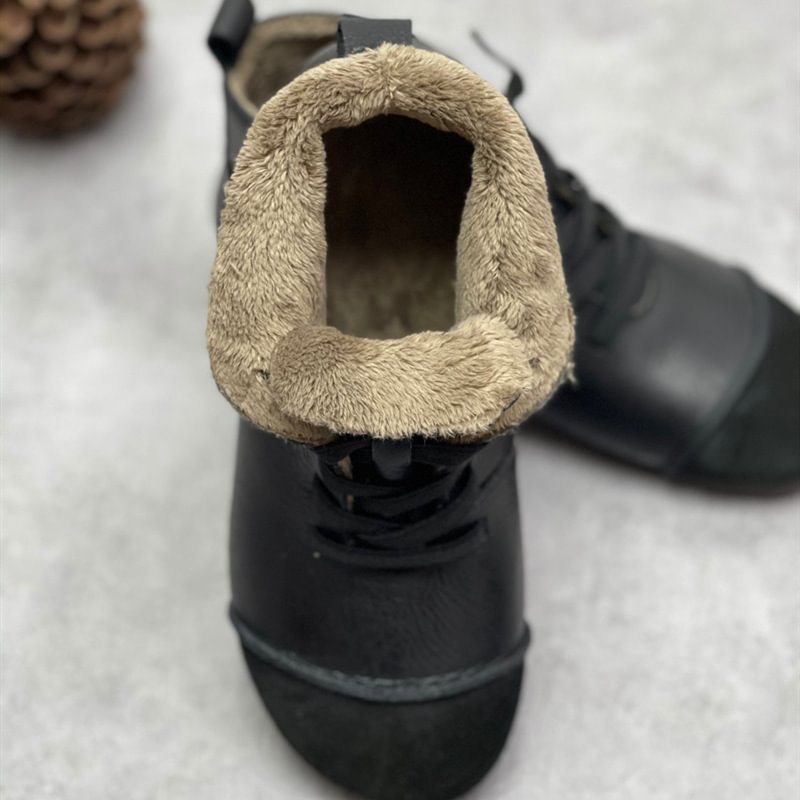 Vintage Style Soft Leather With Soft Bottom And Plush Lining To Keep Warm Leather Martin Boots-PABIUYOU- Women's Fashion Leader