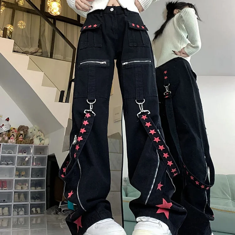 Contrast Stitch Loose Pants