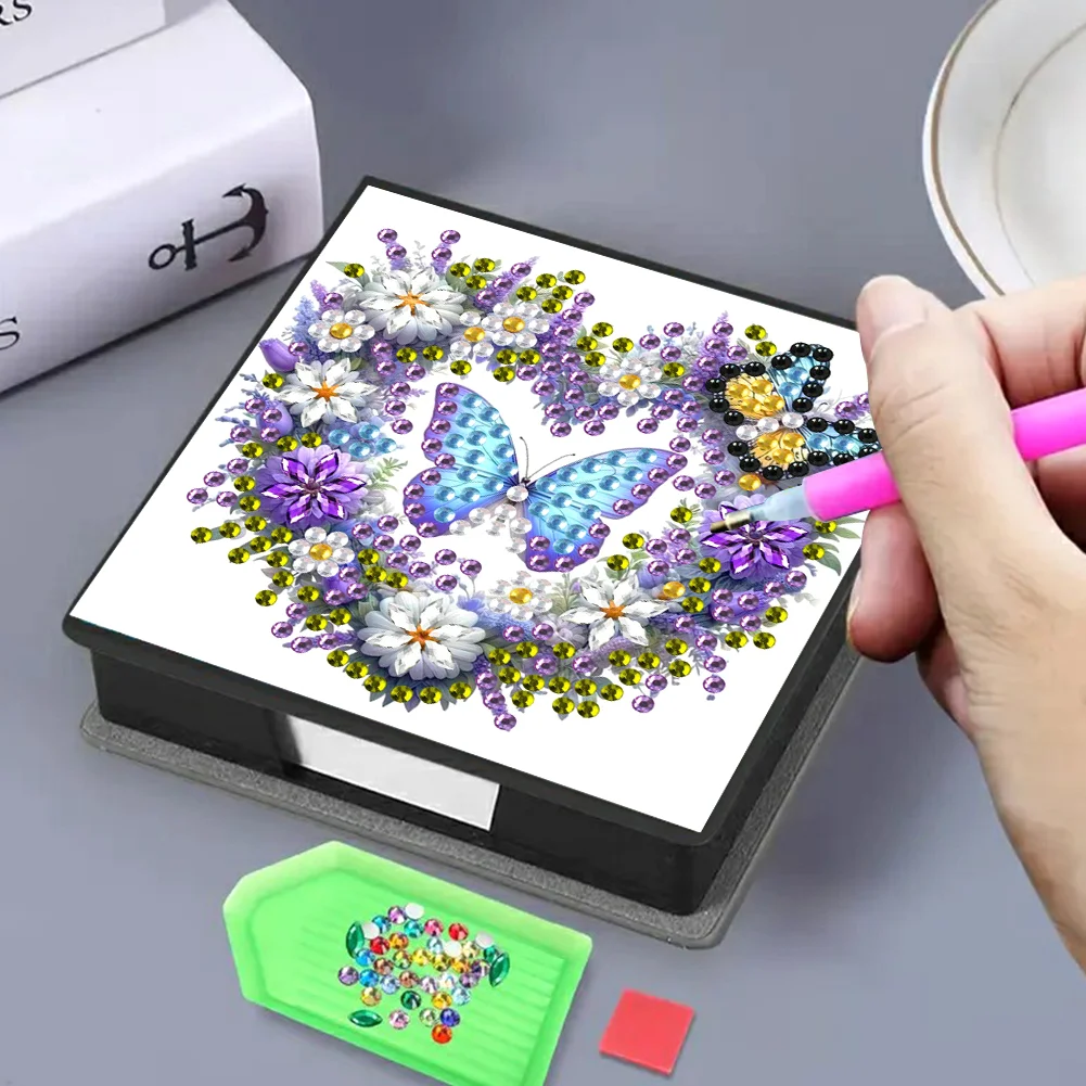 DIY Flower Butterfly Diamond Painting Memo Pad Holder Mosaic Kit for DIY Art Craft