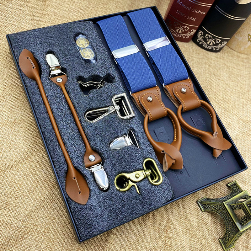 Men's Suspender Strap Elastic Anti-Slip Strap Clip Sling Gift Box Set
