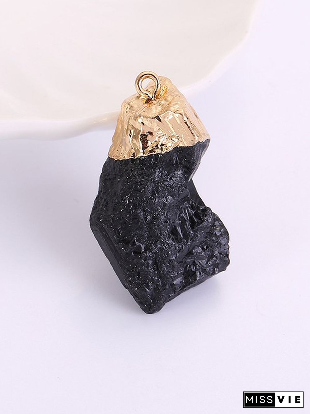 Natural Crystal Inlaid Gold Vintage Pendant DIY Jewelry Necklace Accessories