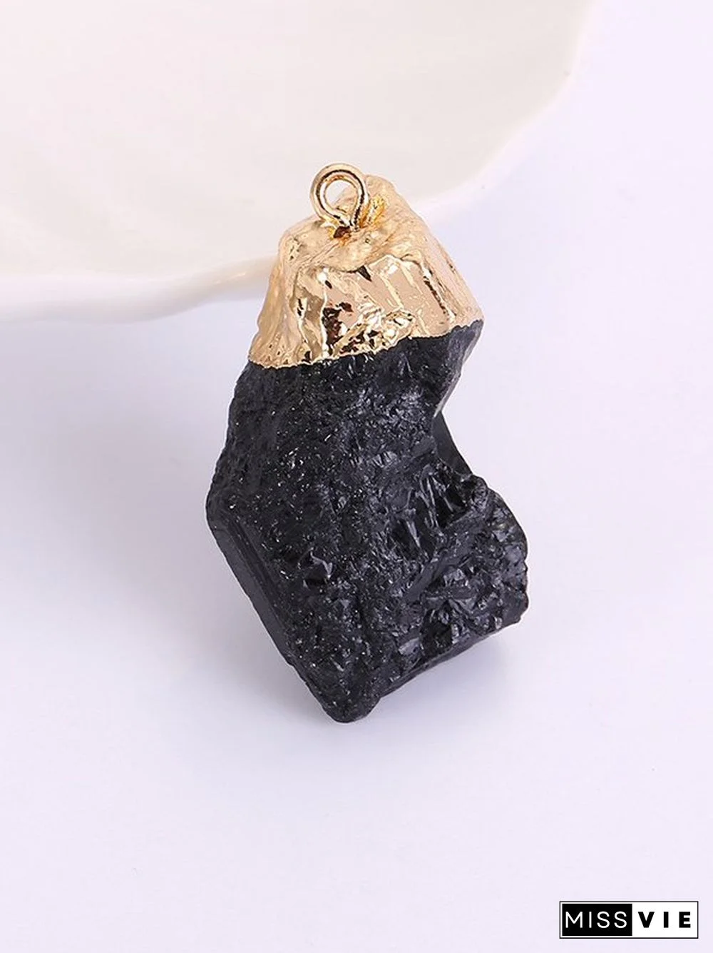 Natural Crystal Inlaid Gold Vintage Pendant DIY Jewelry Necklace Accessories