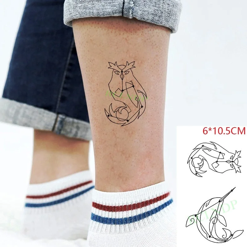 Waterproof Temporary Tattoo Sticker Flame Pattern Line Drawing Fire Element Fake Tatto Flash Tatoo Small Art for Kids Men Women