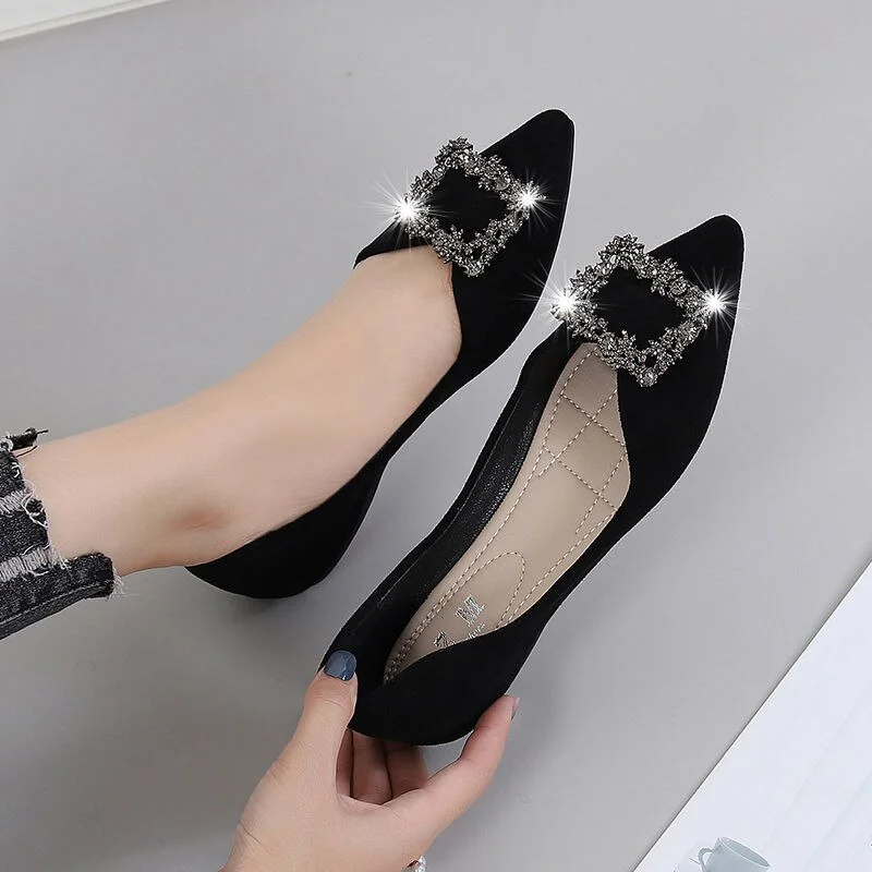 Qengg Flat Shoes Women Slip on Loafer Shoes Ladies Soft Flats Shallow Mouth Black Work Shoes Soft Bottom Ballet Single Shoes