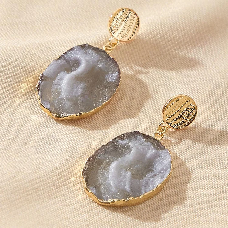 Grey Spar Rough Earrings Natural Gifts for Her