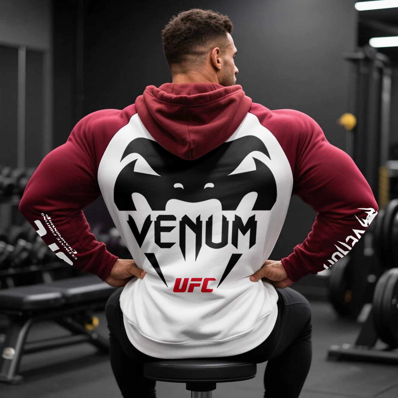 Large Size Loose And Comfortable Raglan Long Sleeve Contrast Color Hooded Sweatshirt Fitness Sports Fighting Sweatshirt / TECHWEAR CLUB / Techwear
