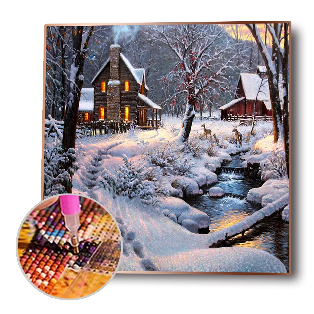Diamond Painting - Full Round Drill - Snow House(30*30cm)