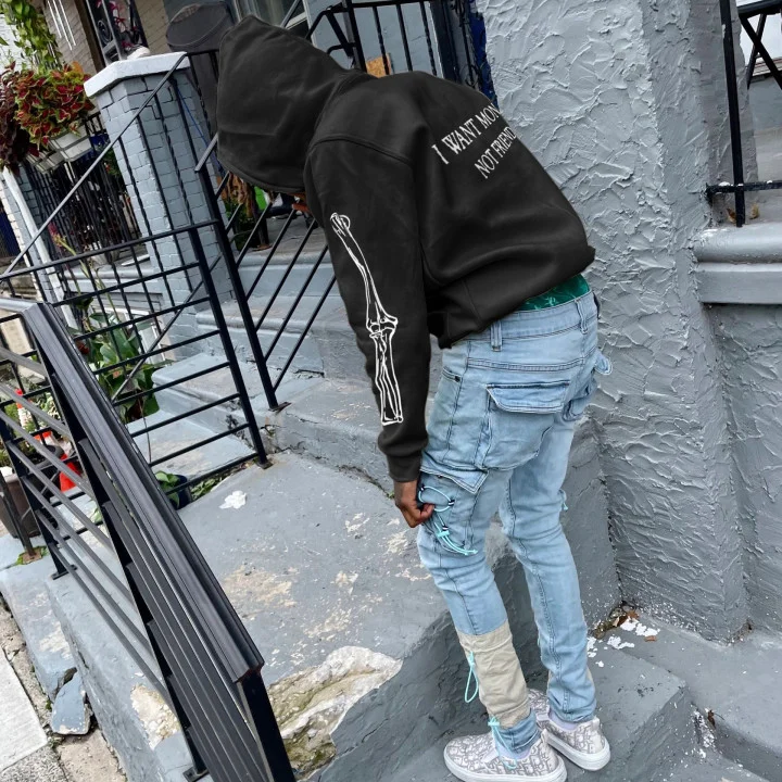 Street casual fashion full zipper long sleeve hoodie