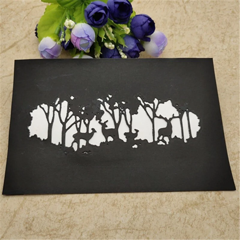 de bosque ciervos Fondo Metal Cutting Dies Stencils For Card Making Decorative Embossing Suit Paper Cards Stamp DIY