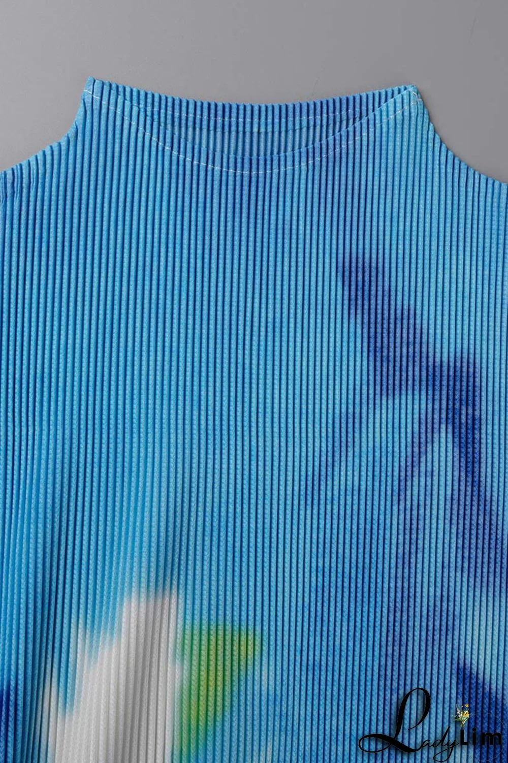 Apricot Casual Elegant Gradual Change Print Patchwork Fold O Neck Short Sleeve Two Pieces