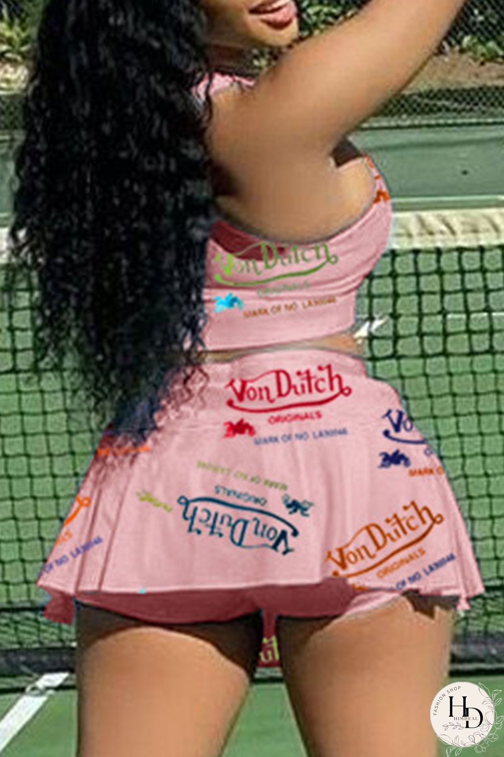 White Casual Letter Print Patchwork U Neck Sleeveless Two Pieces