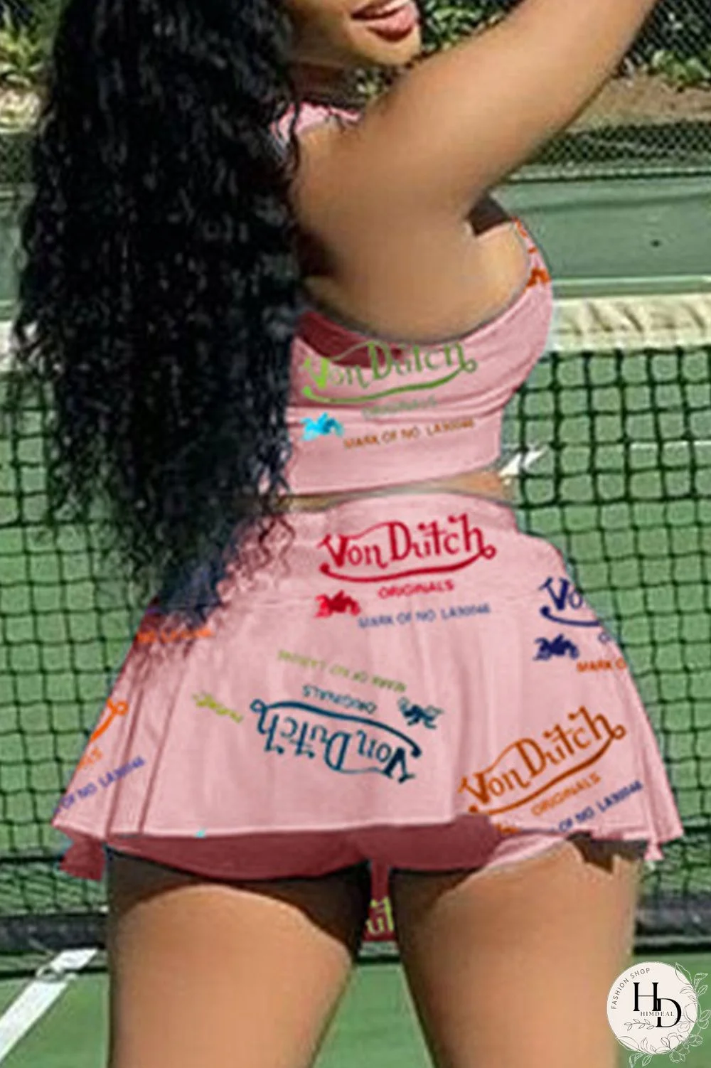 White Casual Letter Print Patchwork U Neck Sleeveless Two Pieces