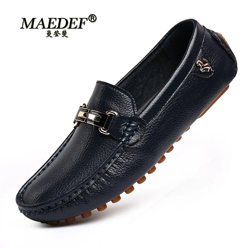 Canrulo MAEDEF Large Size 48 Men's Loafers Soft Moccasins High Quality Spring Autumn Genuine Leather Shoe Men Casual Flats Driving Shoes