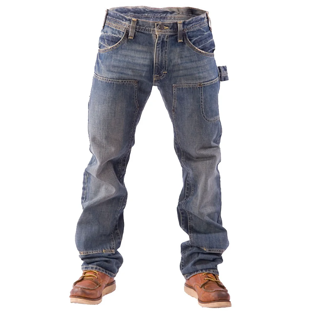 Men's Casual Loose Abrasion Resistant Woodworking Workwear Jeans