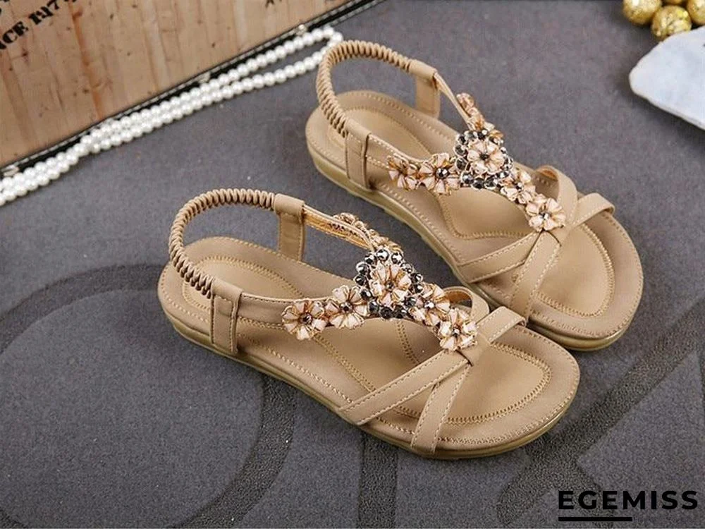 Bohemian Style Summer Women Flat Heel Beach Sandals Shoes | EGEMISS