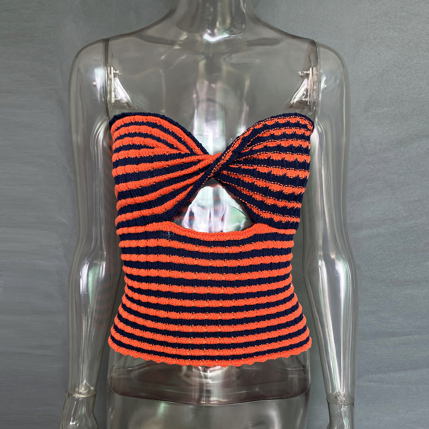 Ootddress 2025 Off Shoulder Knit Tube Top Sexy Strapless Backless Bustier Tops For Women Stripe Cropped Top Hot Summer Streetwear