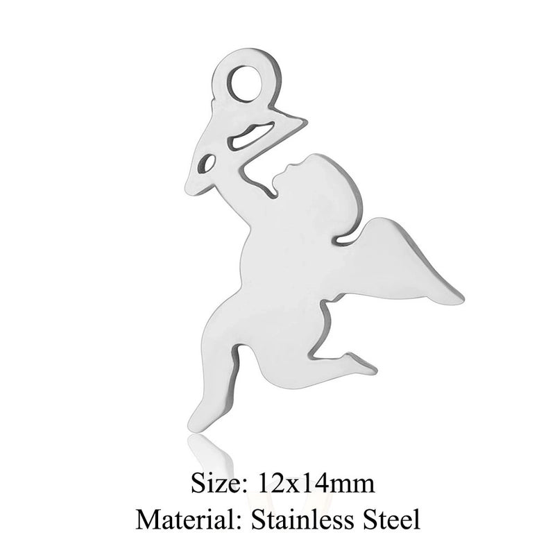 5 Pieces Stainless Steel 18K Gold Plated Angel Wings