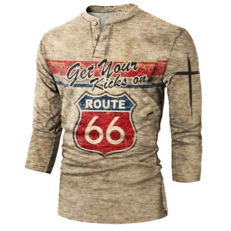 Men's Outdoor Route 66 Striped Retro Tactical Top / [viawink] /
