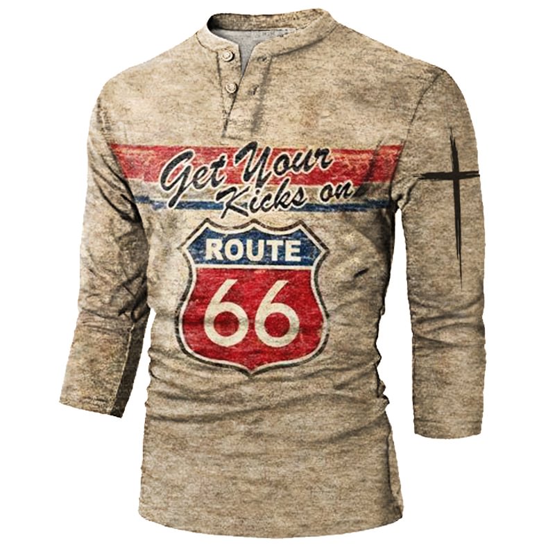 Men's Outdoor Route 66 Striped Retro Tactical Top / [viawink] /