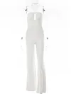 Solid Color Backless Jumpsuits Bottoms