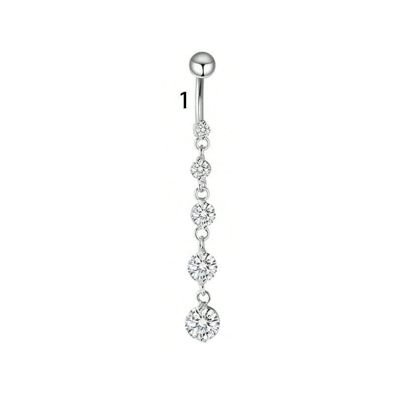 1 Piece Belly Rings Minimalist Classic Style Water Droplets 304 Stainless Steel Inlay Zircon Belly Rings